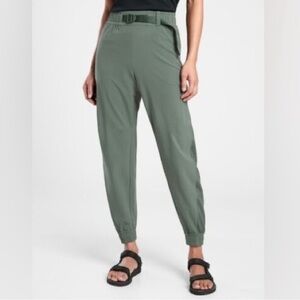 ATHLETA  Track Pants Mesh Panel Bali Green